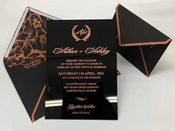 Arthur & Ashley · Black acrylic · Rose gold foil · 2021