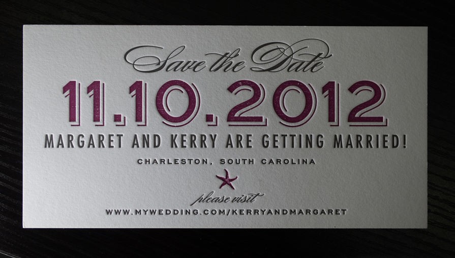 Margaret & Kerry · Letterpress save the date · 2012