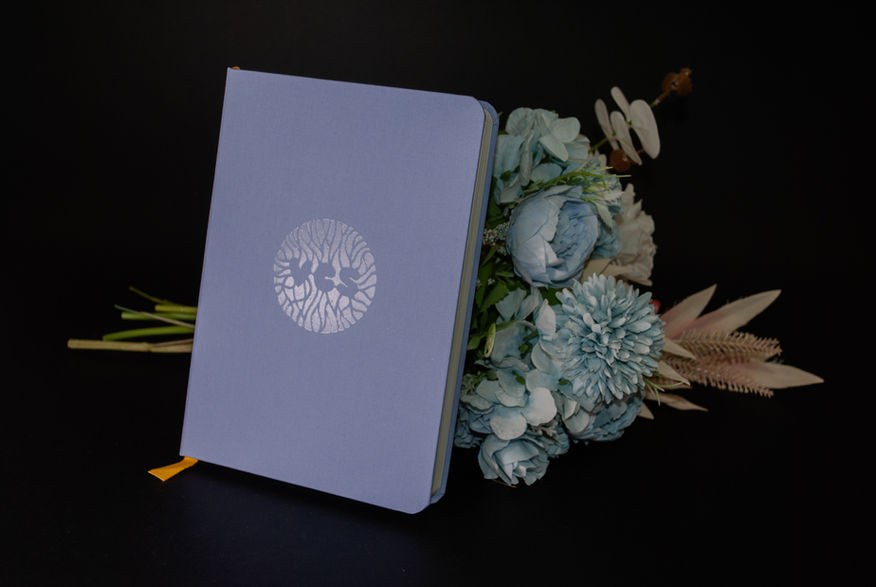 Custom foil notebook · Periwinkle · Silver foil
